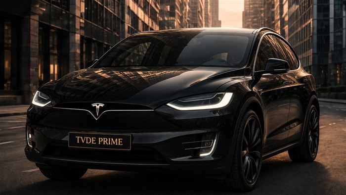 Tesla Model X, SUV 100% elétrico TVDE Prime, cor preta
